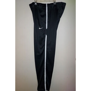 Nike Women's Training Pants XL Polyester Knit Drawstring Zip Ankles Black